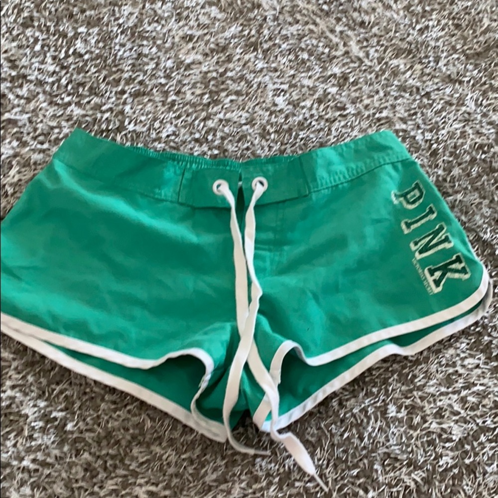 PINK Victoria Secret vintage Swim coverup shorts green
